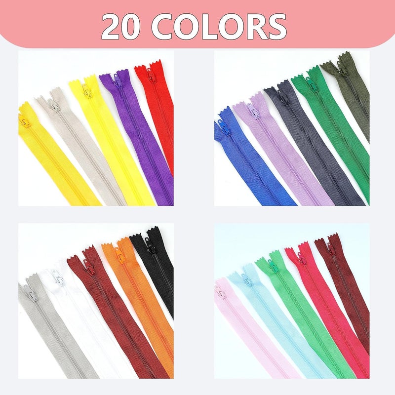 YAKA 60 Pack of 29 Inches Mix Nylon Coil Zippers Bulk - Supplies Zippers for Tailor Sewing Crafts (20 Color) - Image 3